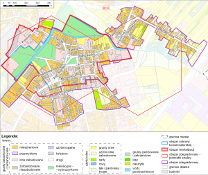 Mapa obszaru zdegradowanego w centrum miasta i obszar rewitalizacji